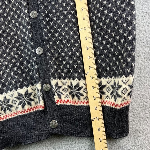 Dale of Norway Wool Cardigan Sweater Gray Red Elk Reindeer Knit Fair Isle L - Picture 9 of 11